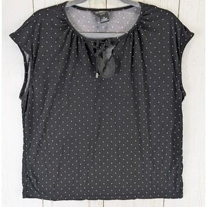 Liz Claiborne Size PXL Black White Polka Dot Cap‎ Sleeve Short Sleeve Womens Top